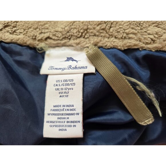 Tommy Bahama Boys Sherpa Jacket Size L 12 Blue & Tan Polyester - Picture 2 of 6